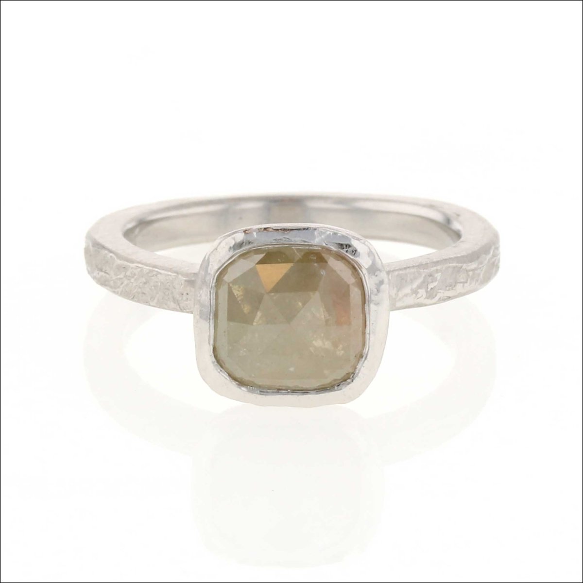 Gray Rose Cut Cushion Diamond Ring Platinum (Consignment) - JewelsmithRings