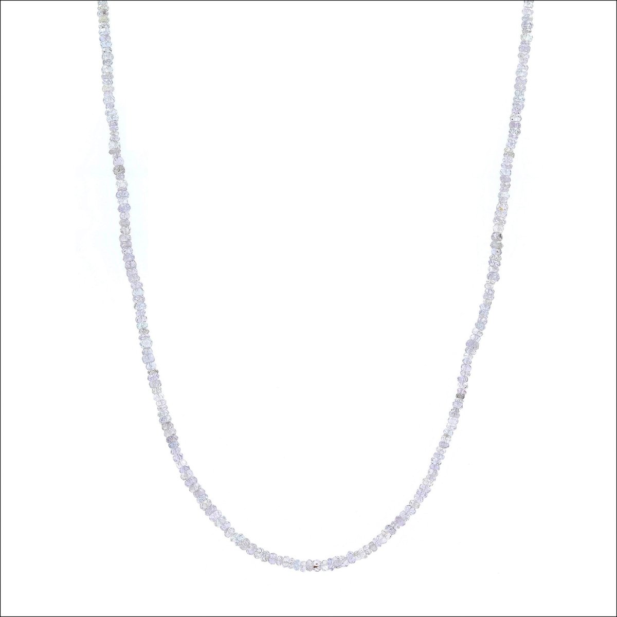 Gray Spinel Bead Strand Necklace 14KW 35" - JewelsmithNecklaces