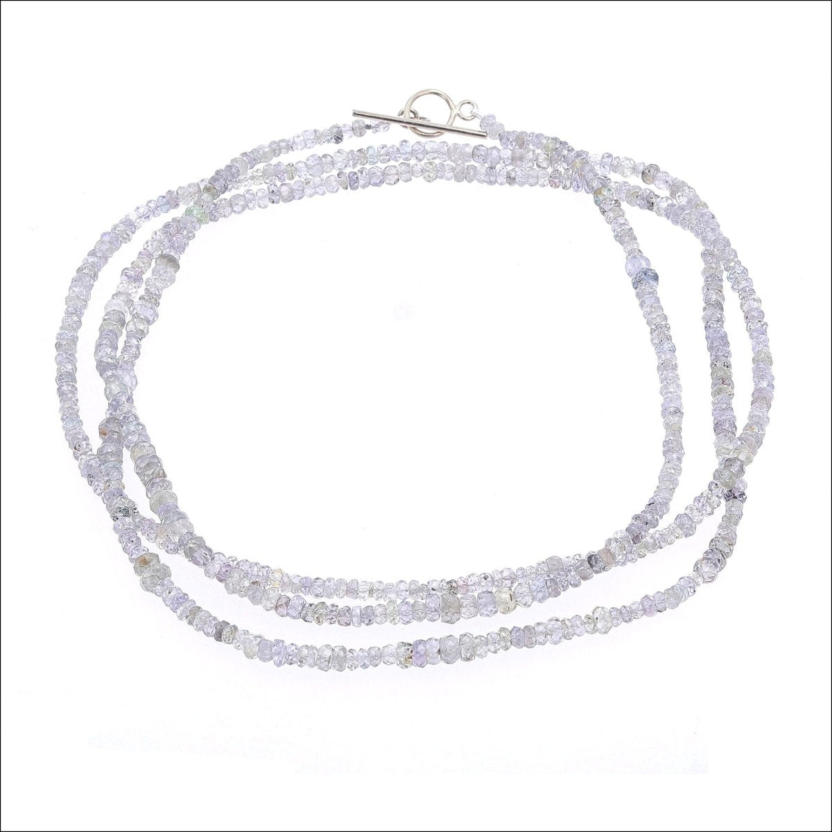 Gray Spinel Bead Strand Necklace 14KW 35" - JewelsmithNecklaces