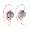 Gray Tahitian Pearl Curved Matrix Wire Earrings 14K Rose - Jewelsmith - Durham NC - Handcrafted - Earrings