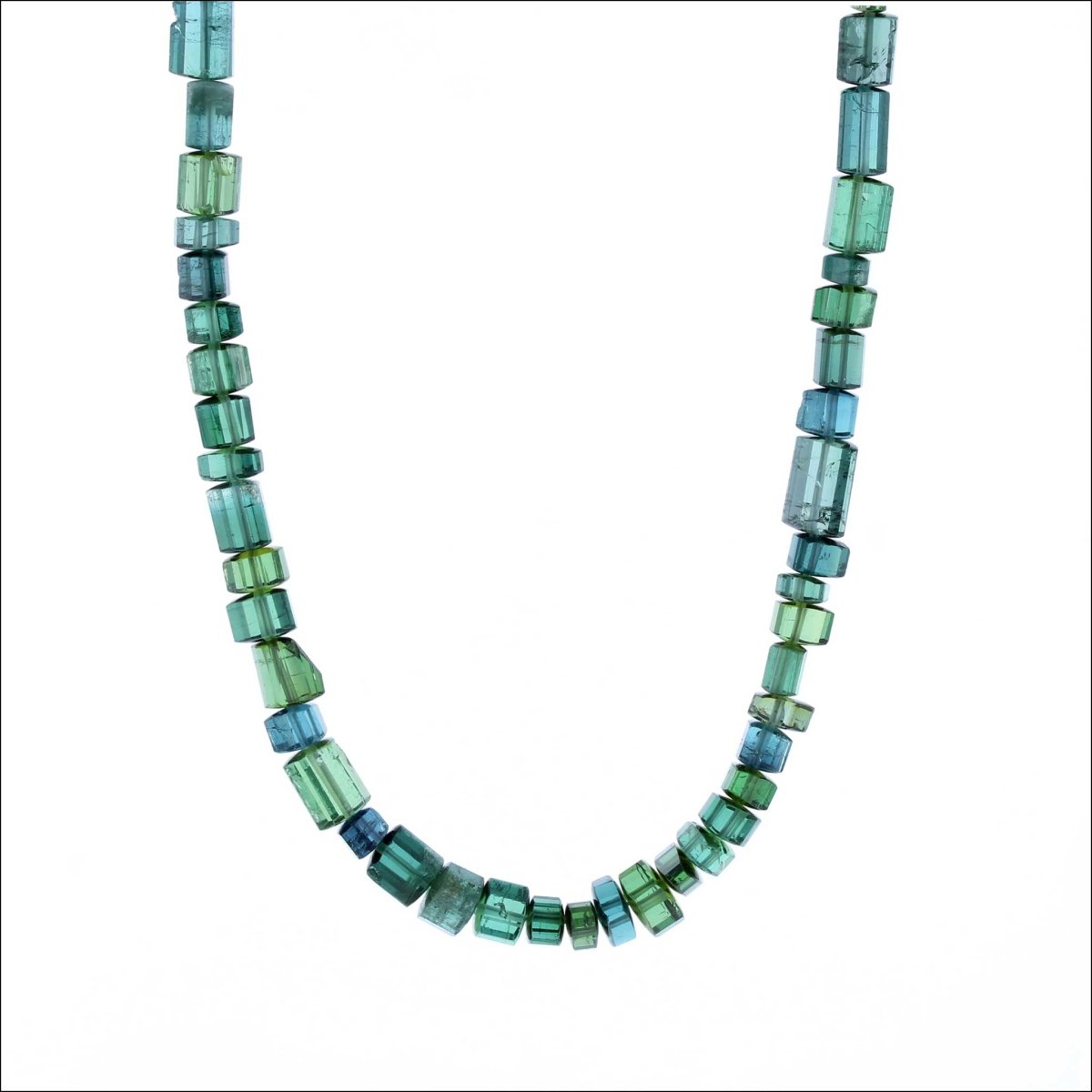 Green Tourmaline Bead Strand Necklace 18KY 18" - JewelsmithNecklaces