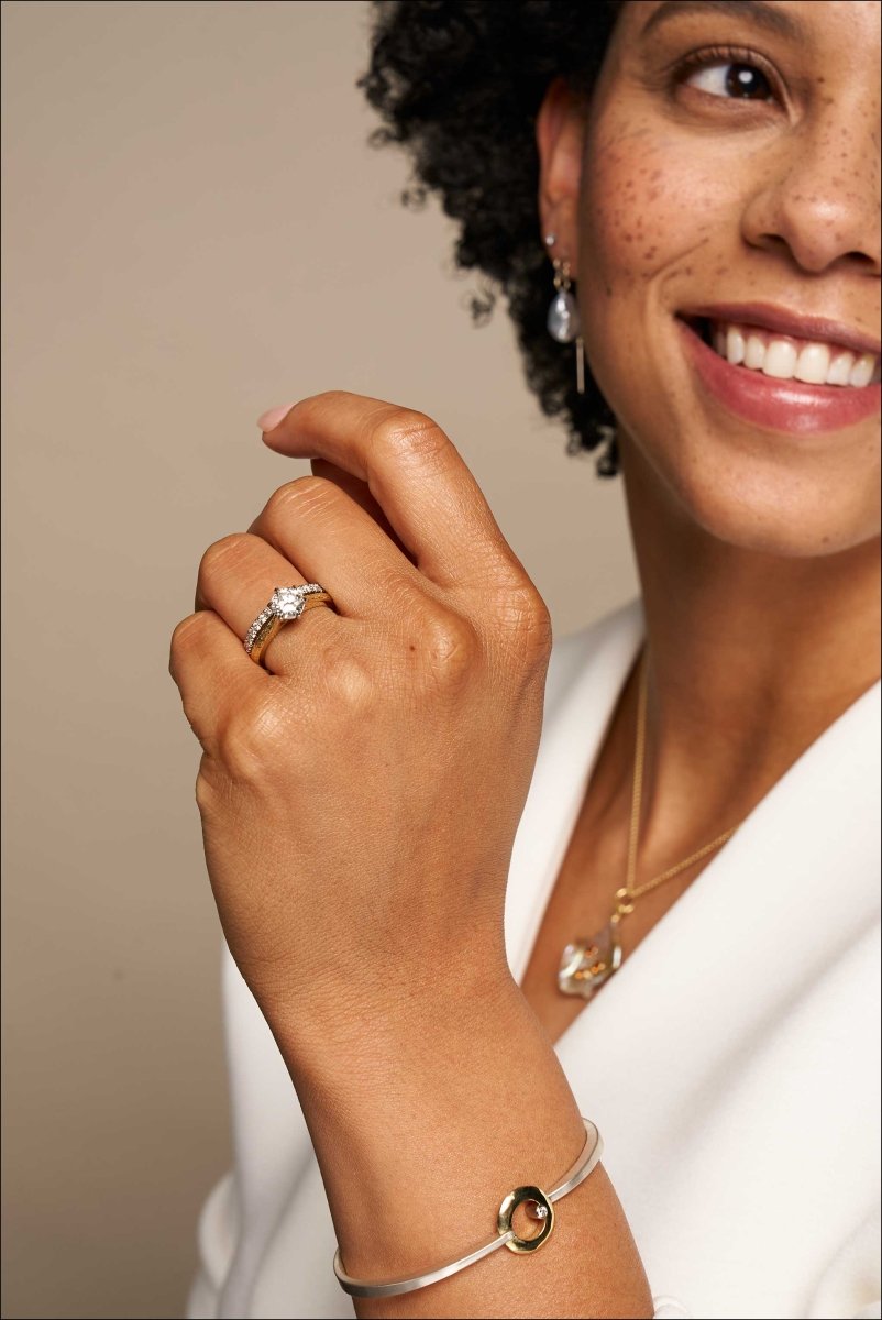 Hand Engraved Old European Cut Diamond Engagement Ring 18KY Platinum - JewelsmithEngagement Rings