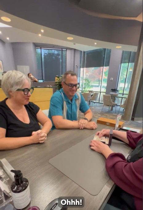 Jewelsmith clients getting their first look at their new custom pendants