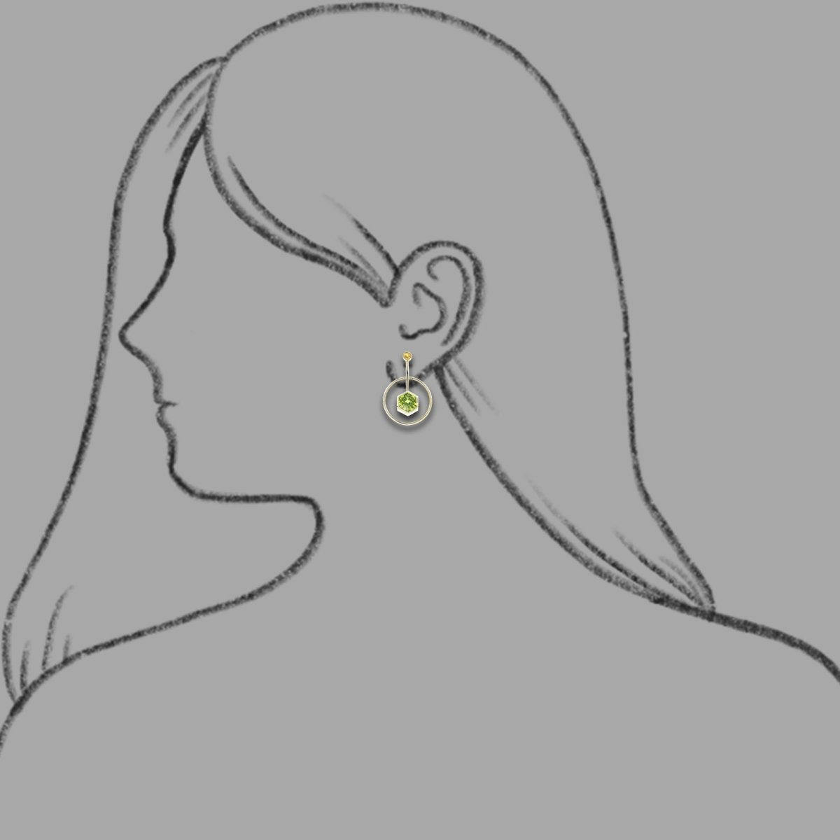 Hexagonal Peridot and Yellow Beryl Swinging Circle Earrings 18KY - JewelsmithEarrings