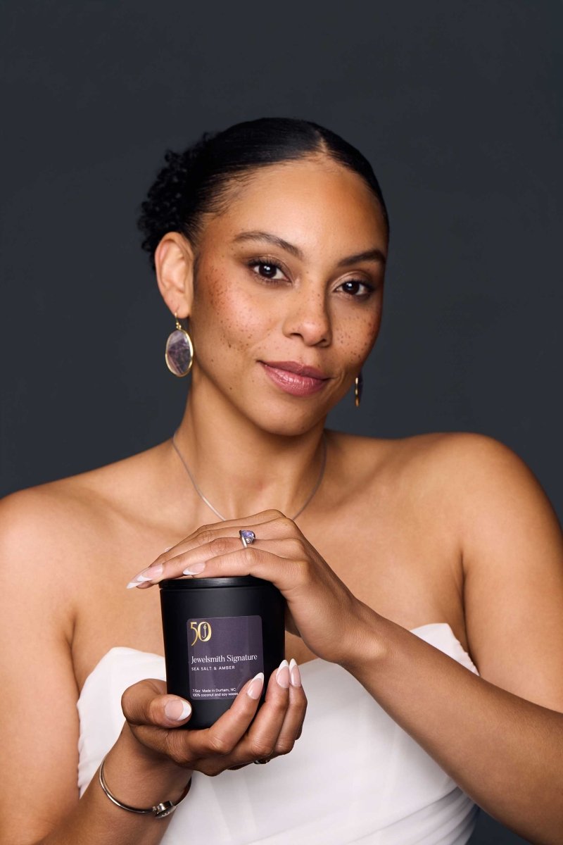Jewelsmith Signature Sea Salt and Amber 50th Anniversary Candle by Bright Black - Jewelsmith - Durham NC - Handcrafted - Candle
