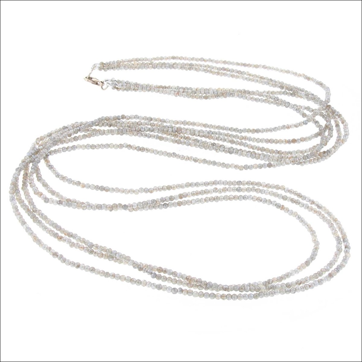 Labradorite Bead Triple Strand Necklace 14KW 36" - JewelsmithNecklaces