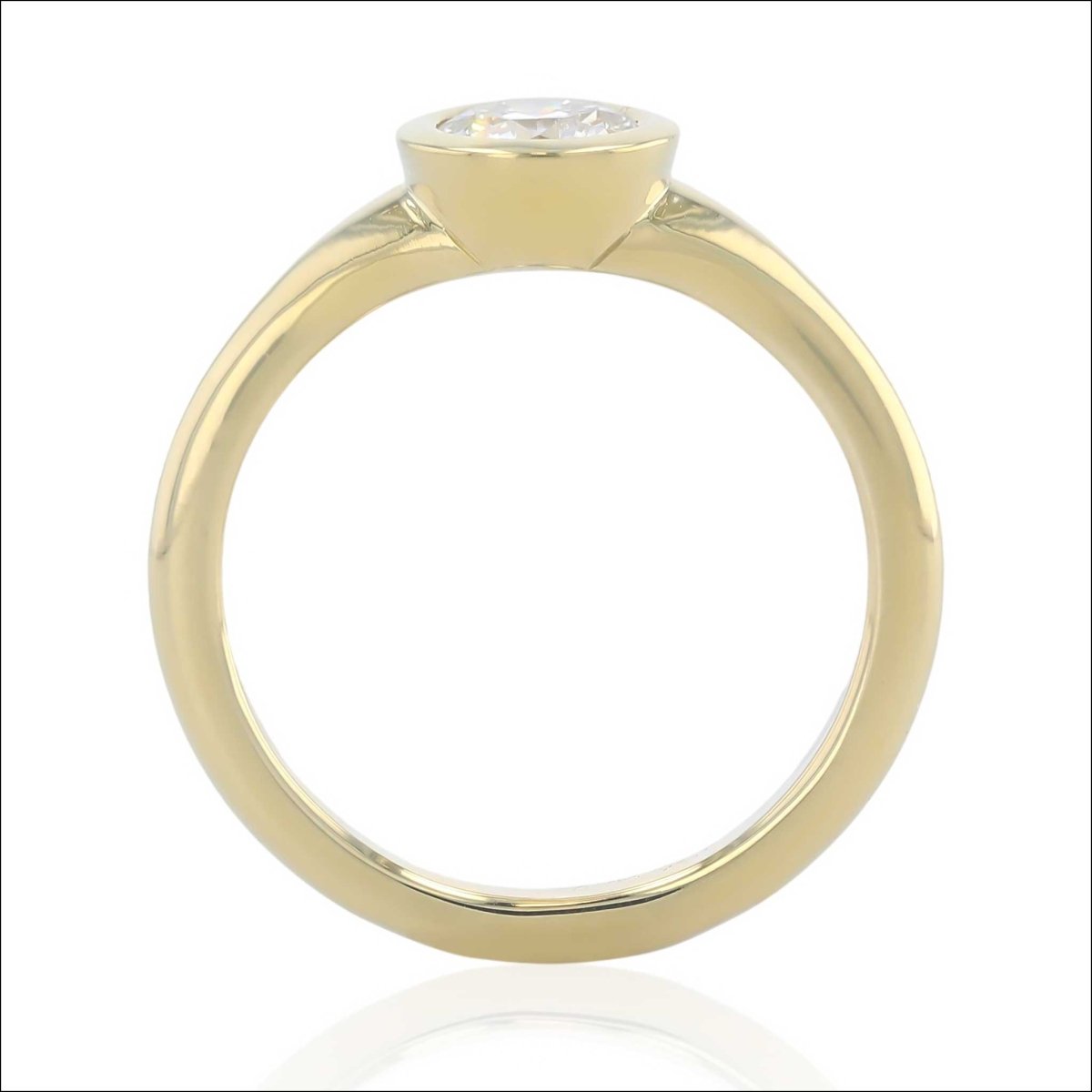 Ladyslipper Flared Shank Diamond Bezel Engagement Ring 18KY - Jewelsmith - Durham NC - Handcrafted - Engagement Rings