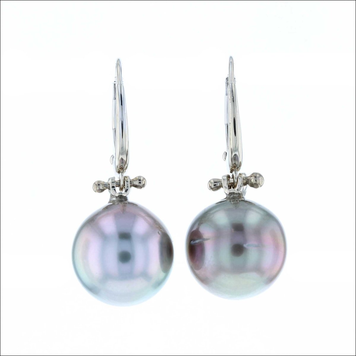 Light Gray Tahitian Pearl Drop Lever Back Earrings 14KW - JewelsmithEarrings