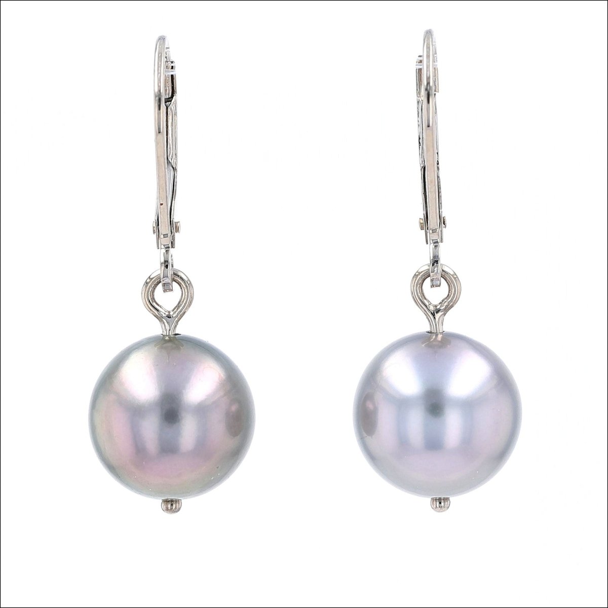 Light Gray Tahitian Pearl Lever Back Earrings 14KW - JewelsmithEarrings