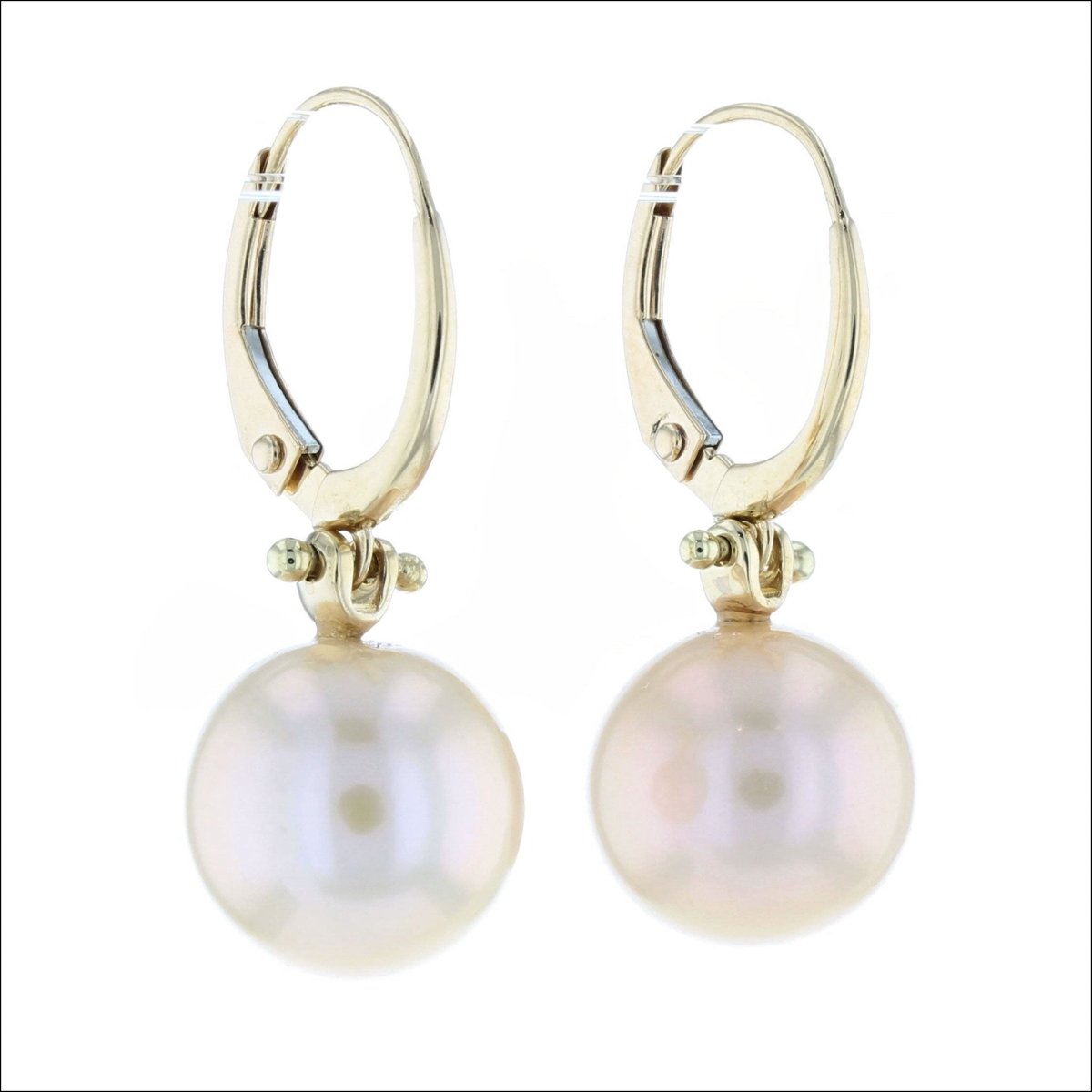 Light Peach Chinese Freshwater Pearl Lever Back Earrings 18KY - JewelsmithEarrings