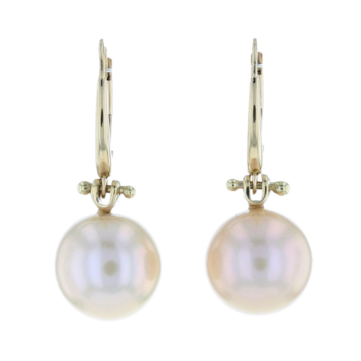 Light Peach Chinese Freshwater Pearl Lever Back Earrings 18KY - JewelsmithEarrings