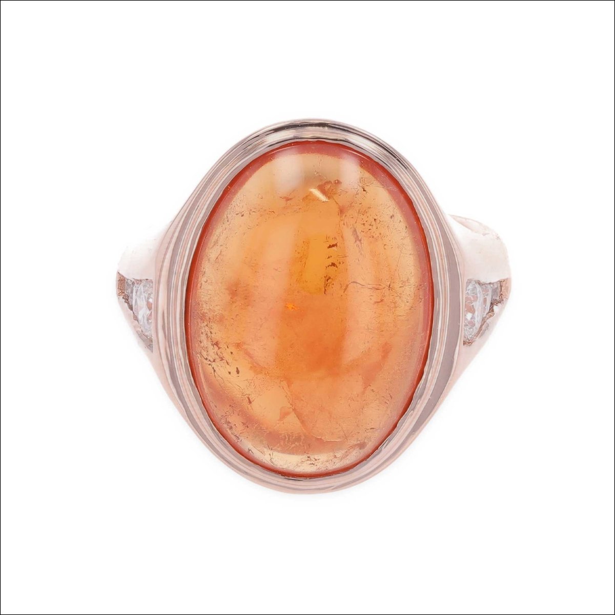 Mandarin Garnet and Diamond Ring 14K Rose - Jewelsmith - Durham NC - Handcrafted - Rings