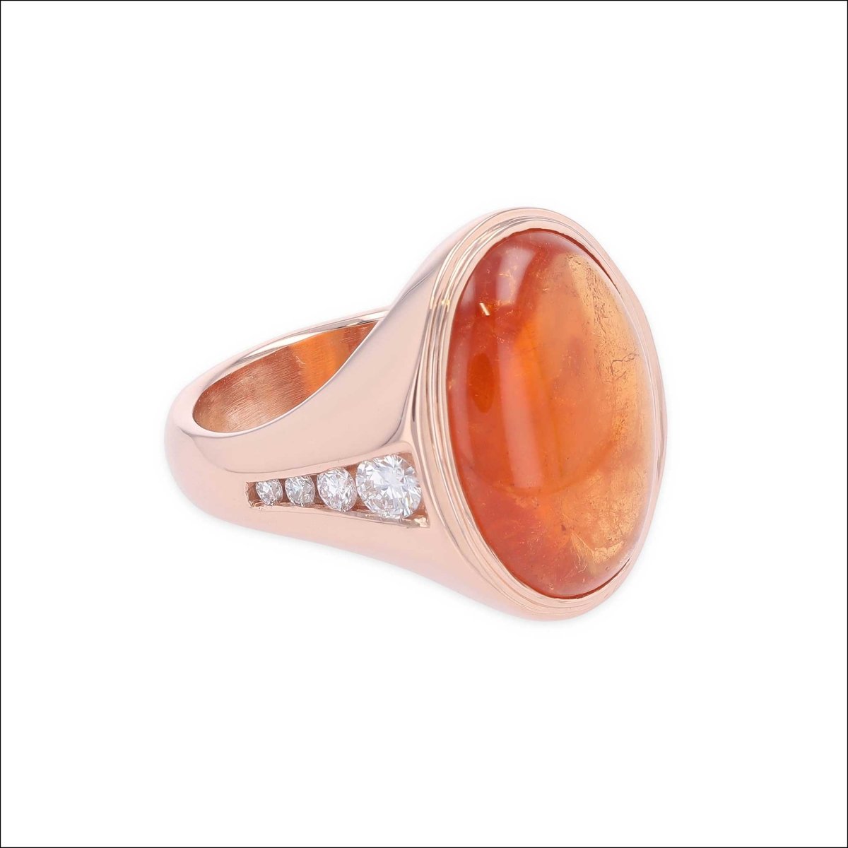 Mandarin Garnet and Diamond Ring 14K Rose - Jewelsmith - Durham NC - Handcrafted - Rings
