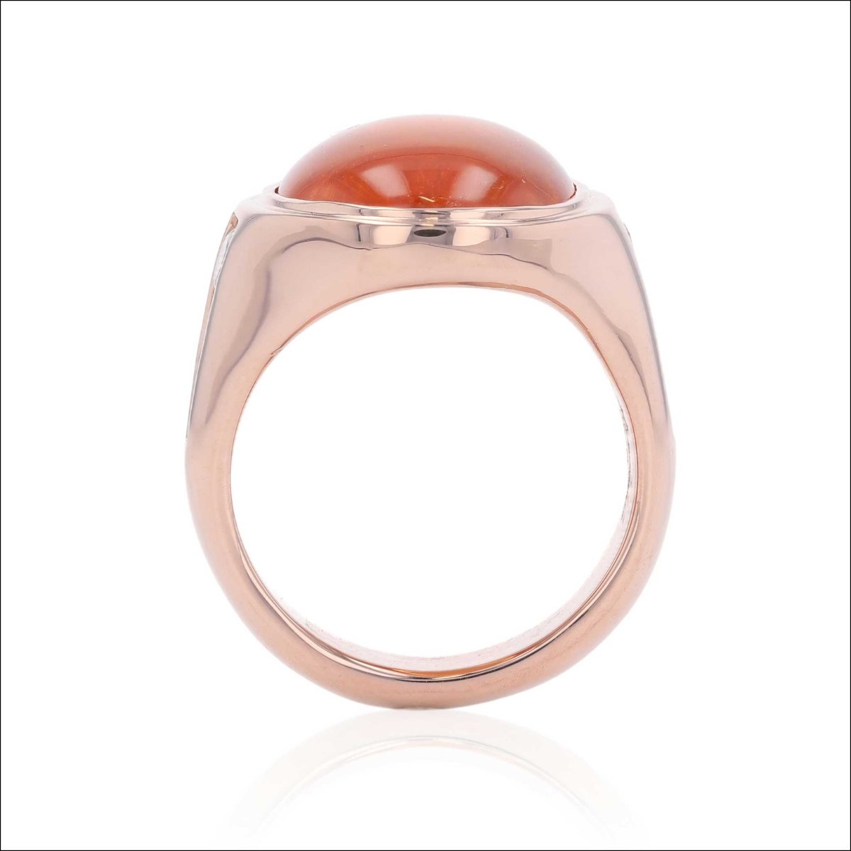 Mandarin Garnet and Diamond Ring 14K Rose - Jewelsmith - Durham NC - Handcrafted - Rings