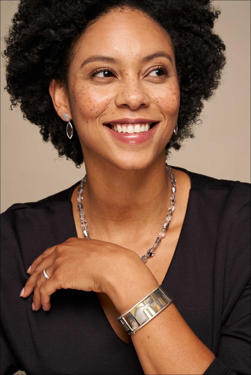 Marquise Tourmalated Quartz Earrings 14KW - JewelsmithEarrings