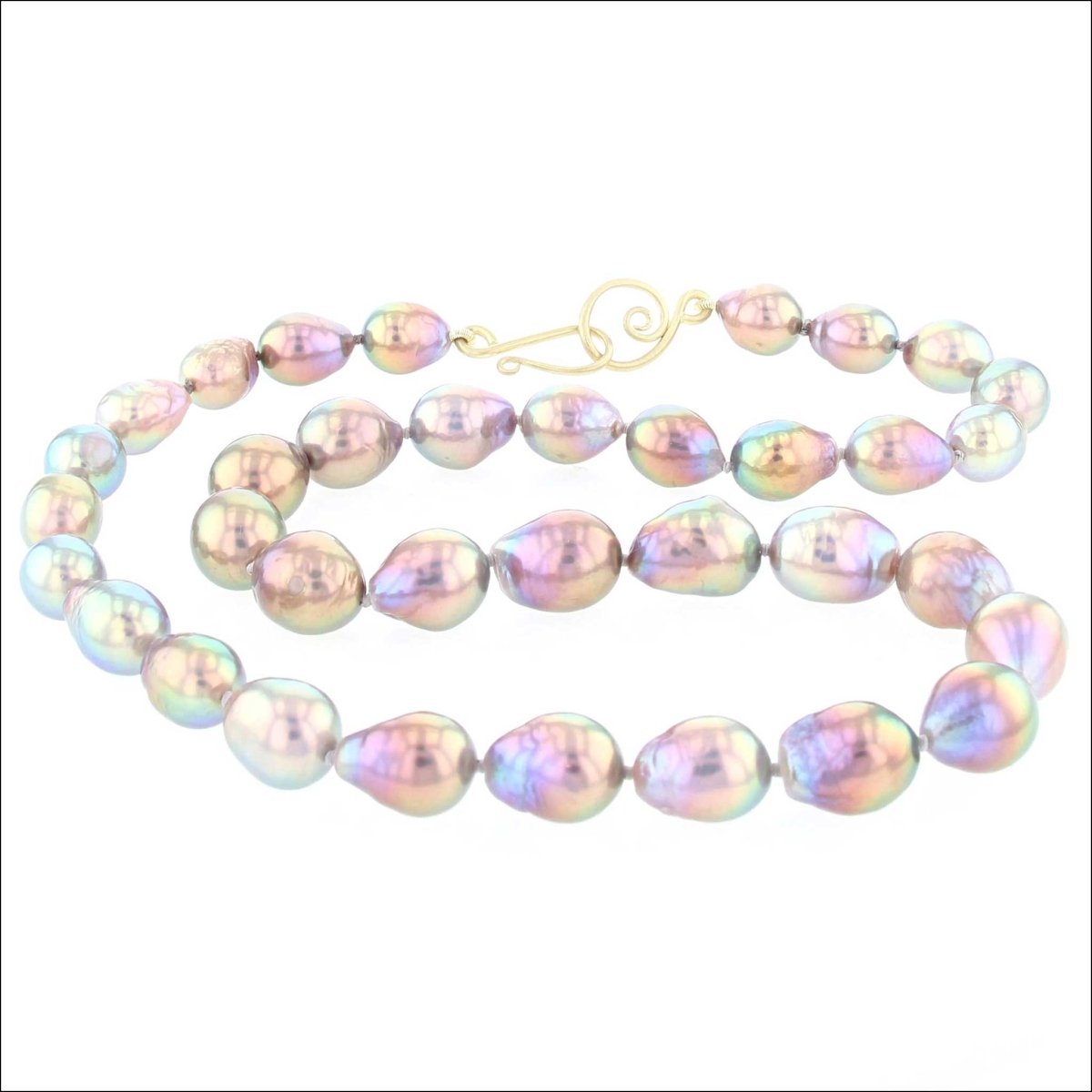 Metallic Purple Freshwater Drop Pearl Strand Necklace 18KY 20" - Jewelsmith - Durham NC - Handcrafted - Necklaces