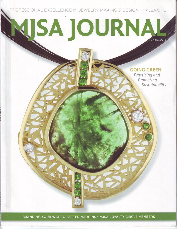 cover from article in MJSA magazine about Jewelsmith's green efforts