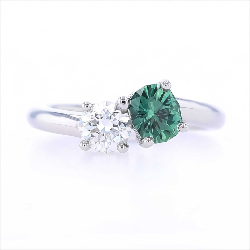 Modified Oval Green Montana Sapphire Diamond Toi Et Moi Engagement Ring ...