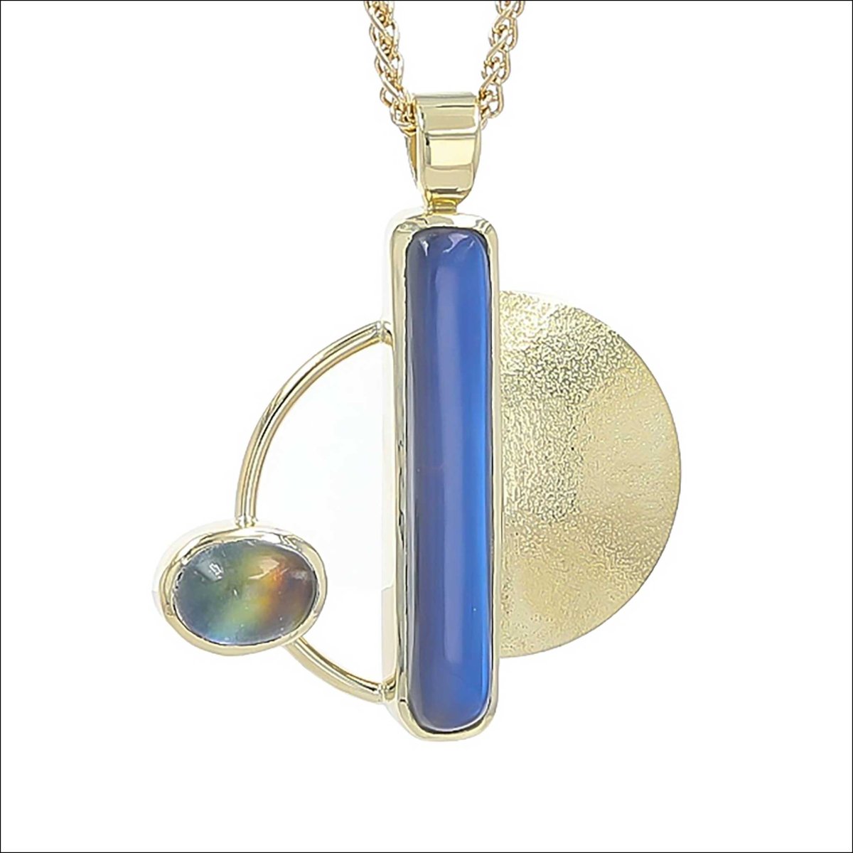 Moonstone Bar and Oval Semi - Circle Pendant 18KY - JewelsmithPendants