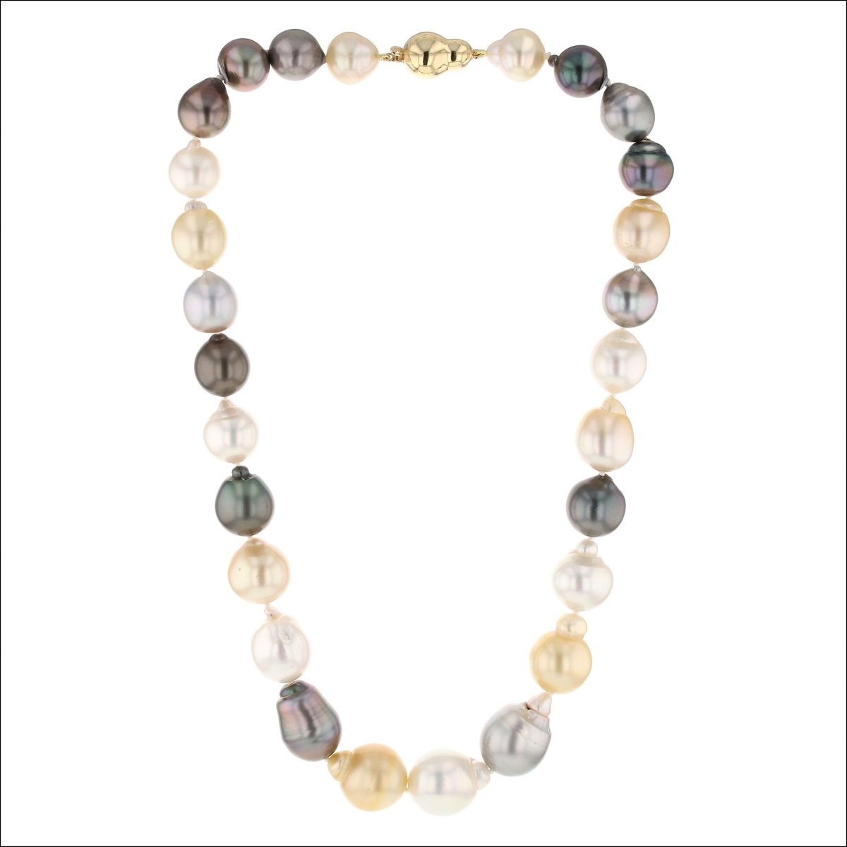 Multi - Colored Tahitian South Sea Pearl Strand Necklace 14KY 18" - JewelsmithNecklaces