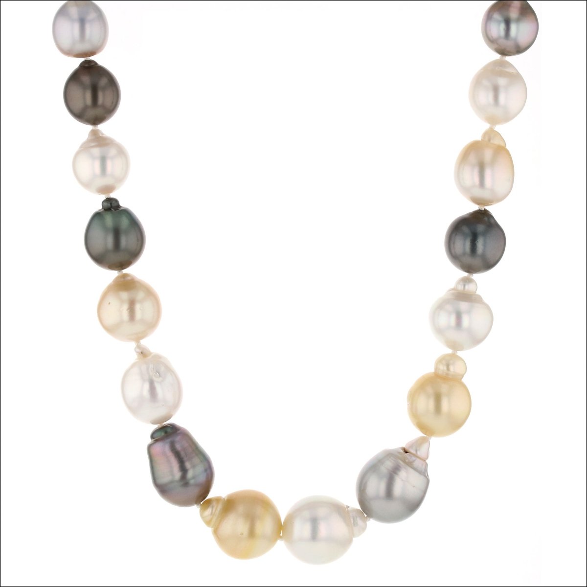 Multi - Colored Tahitian South Sea Pearl Strand Necklace 14KY 18" - JewelsmithNecklaces