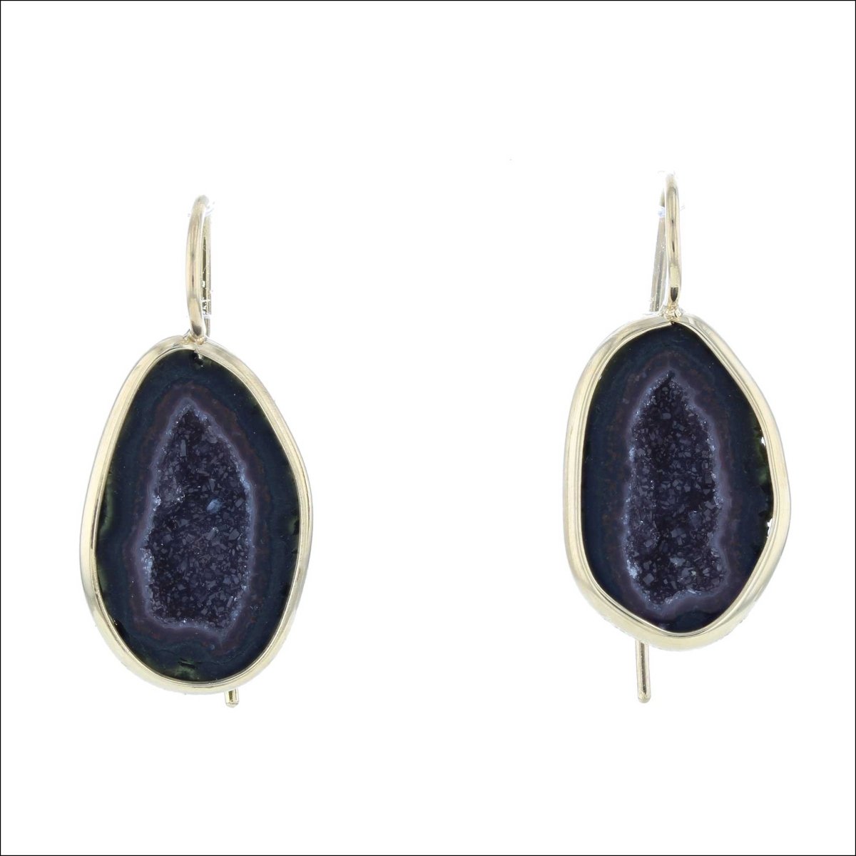 Oblong Mini Geode Druzy Earrings 18KY - JewelsmithEarrings