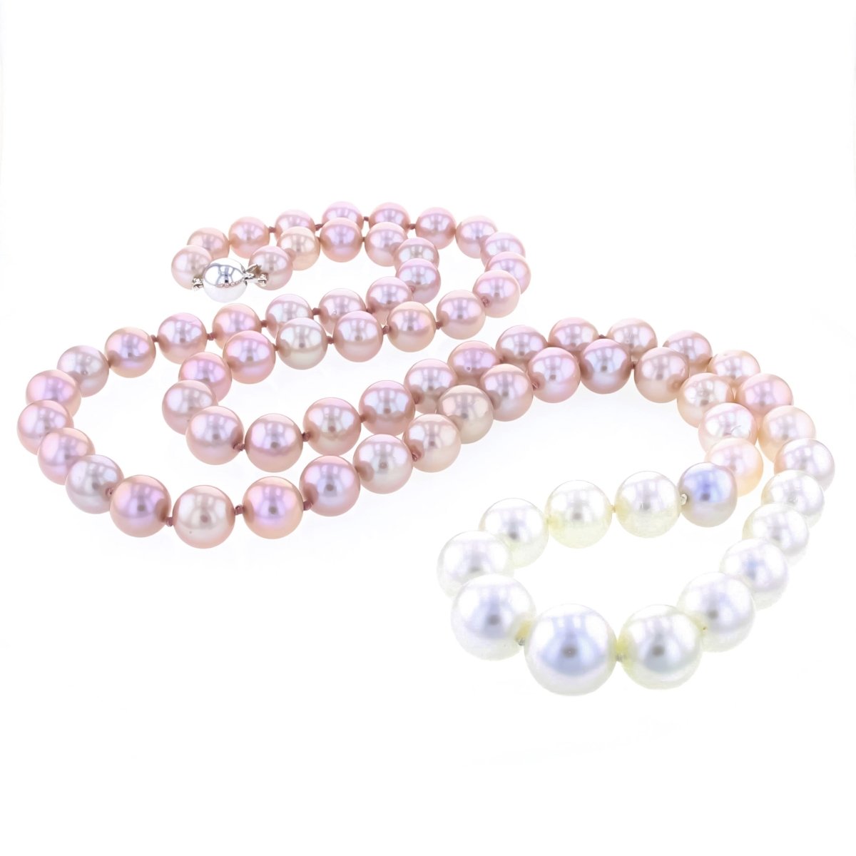 Ombre Pink Freshwater to White South Sea Pearl Strand Necklace 14KW 36" - JewelsmithNecklaces