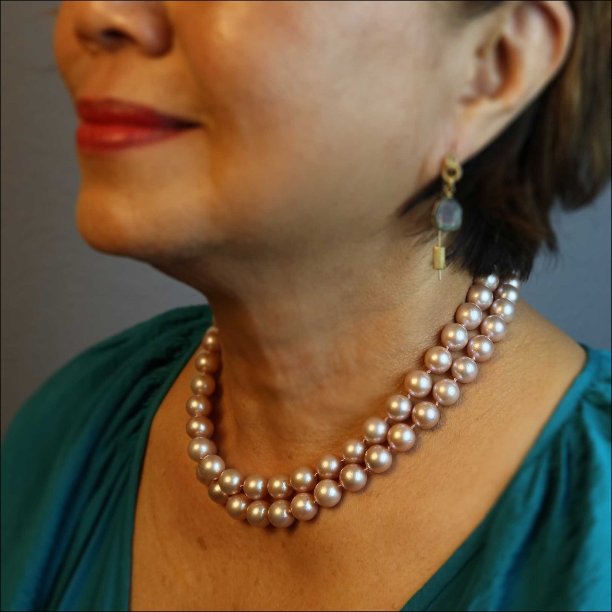 Ombre Pink Freshwater to White South Sea Pearl Strand Necklace 14KW 36" - JewelsmithNecklaces