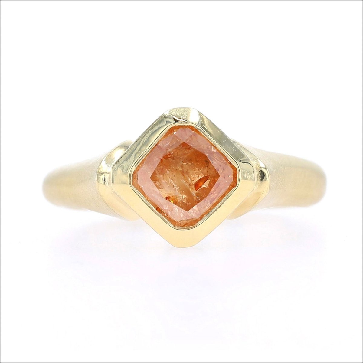 "Orange Crush" Cushion Cut Orange Diamond Ring 18KY - JewelsmithRings