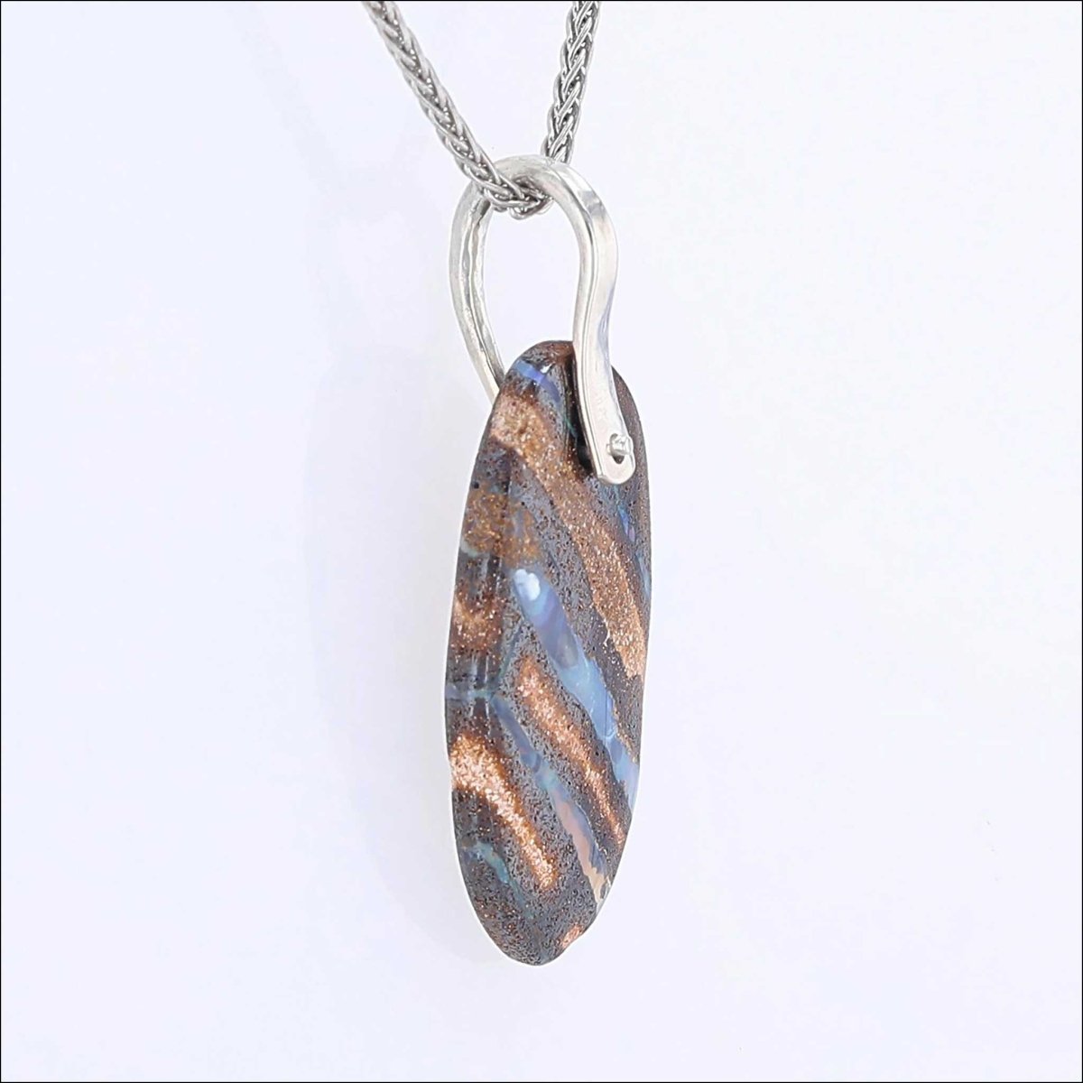 Oval Boulder Opal Pendant Sterling Silver - JewelsmithPendants