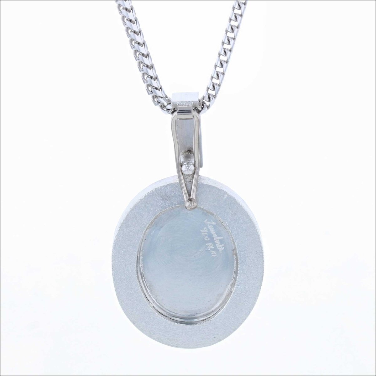 Oval Moonstone Diamond Halo Pendant Platinum (Consignment) - JewelsmithPendants