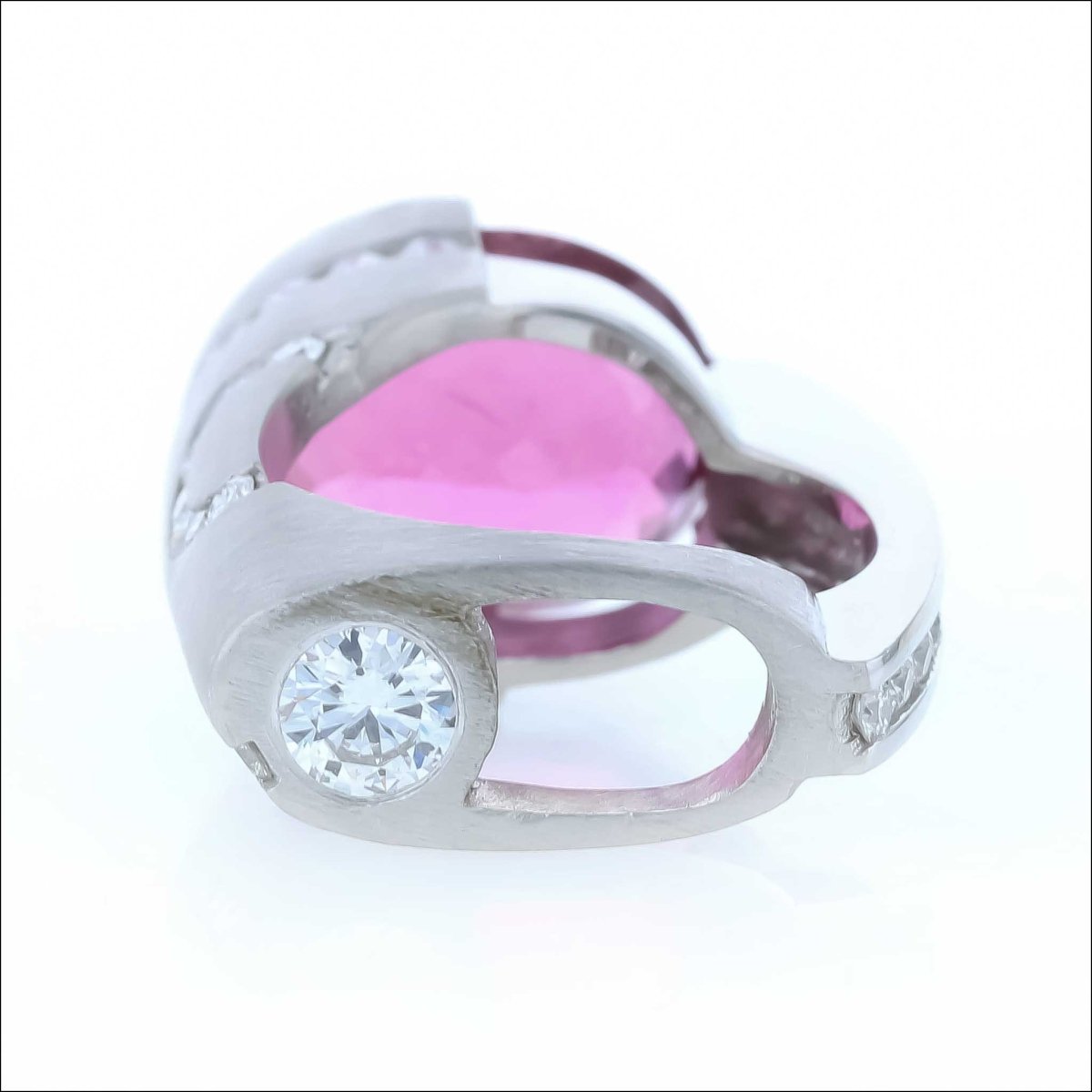 Oval Pink Tourmaline Diamond Ring Platinum (Consignment) - JewelsmithRings