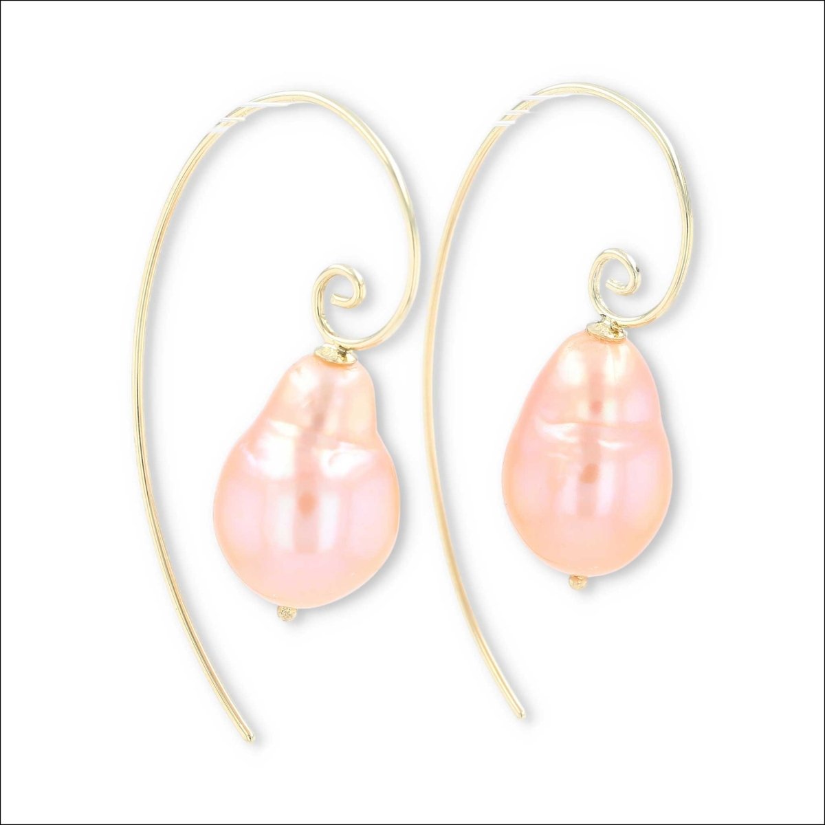 Peach Freshwater Pearl Spiral Wire Earrings 18KY - JewelsmithEarrings