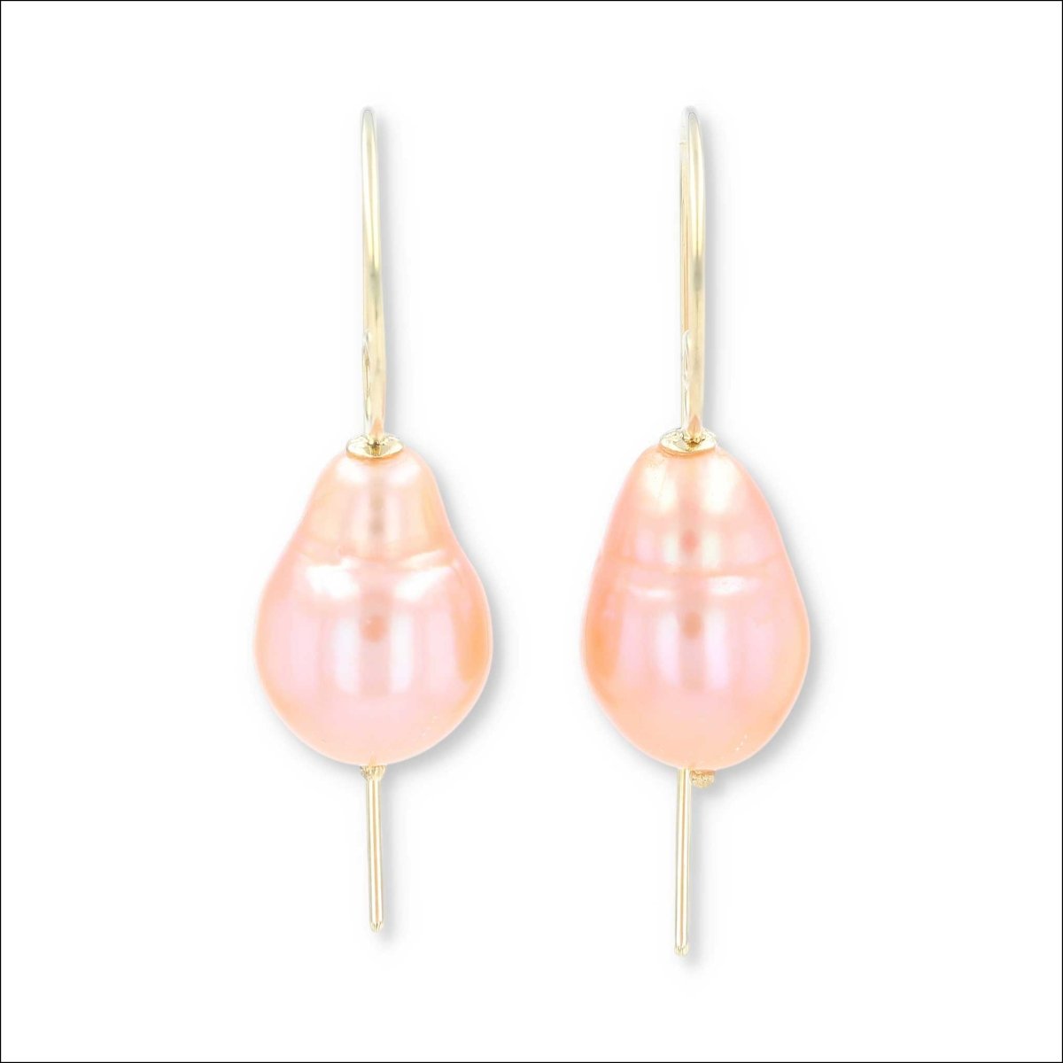 Peach Freshwater Pearl Spiral Wire Earrings 18KY - JewelsmithEarrings