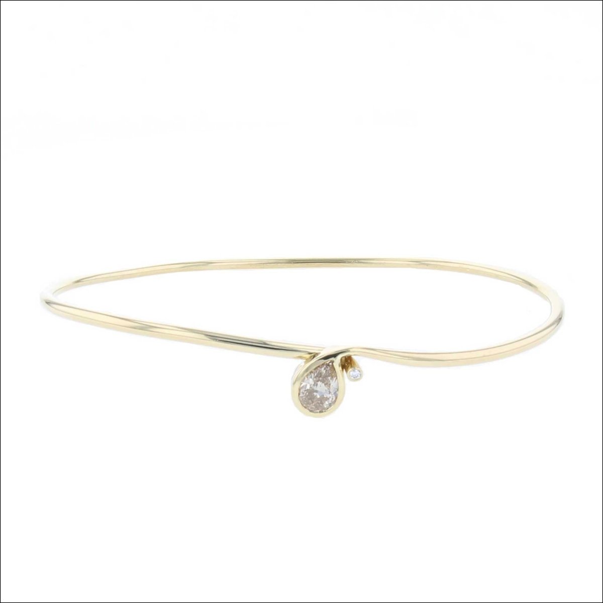 Pear Shaped Champagne Diamond Bangle Bracelet 18KY - JewelsmithBracelets