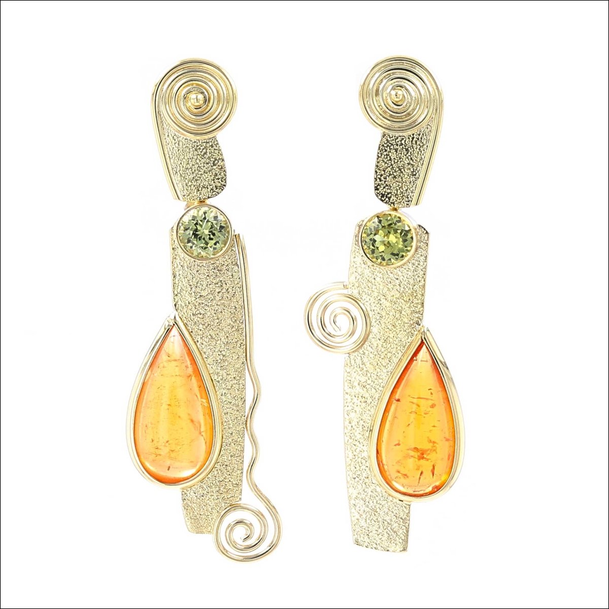 Pear - Shaped Spessartine Garnet Mali Garnet Earrings 18KY - JewelsmithEarrings