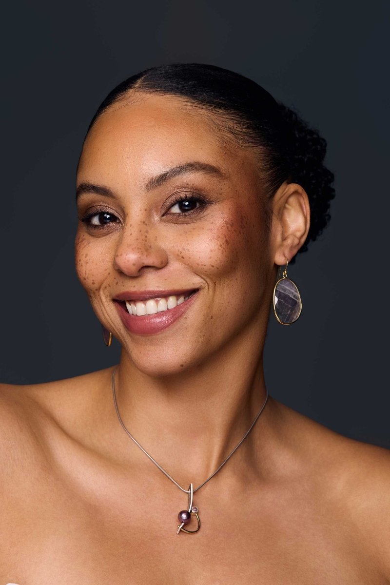 Pink Sapphire Lavender Freshwater Pearl Pendant Sterling Silver 18KY - Jewelsmith - Durham NC - Handcrafted - Pendants