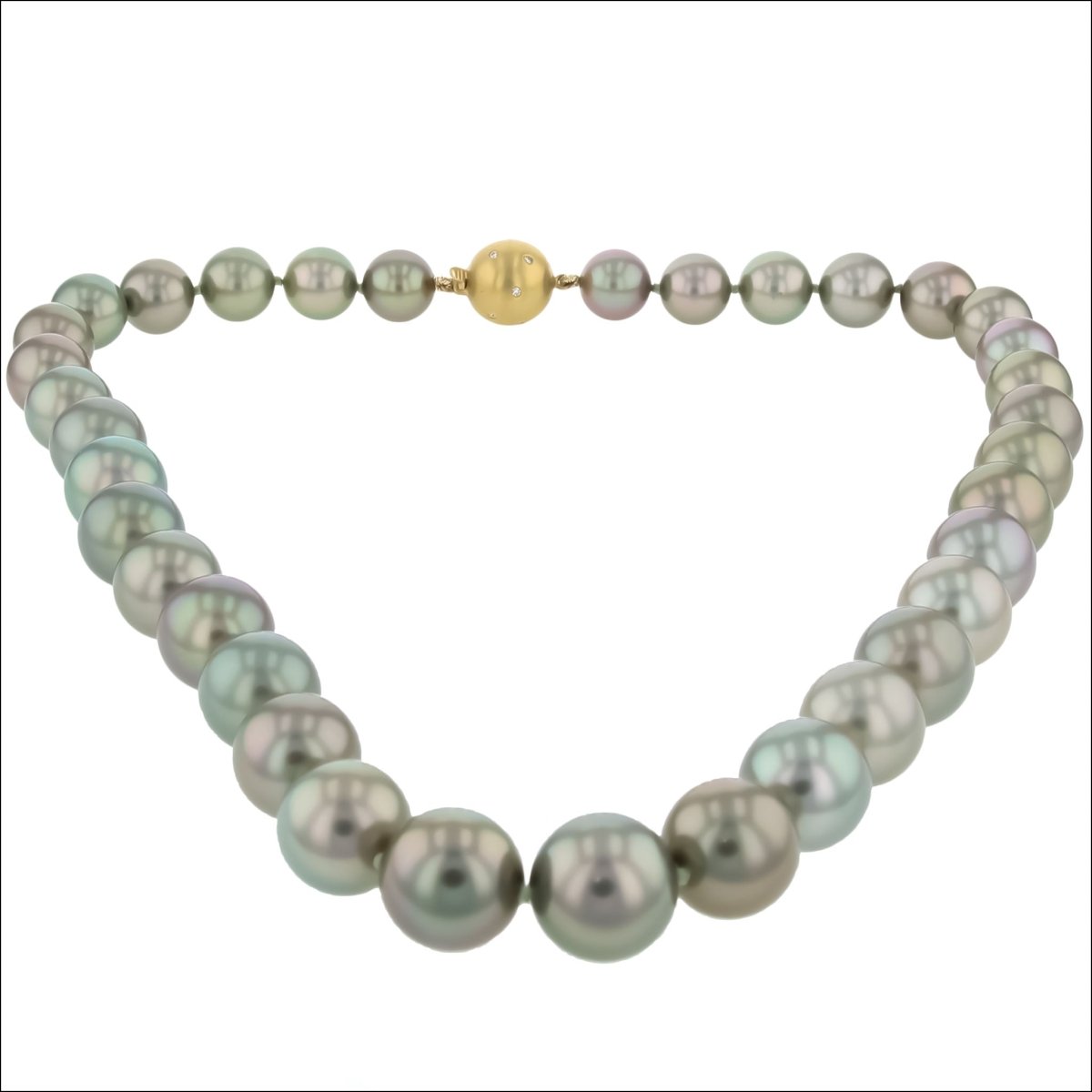 Pistachio Tahitian Pearl Strand Necklace 18KY 17.5" - JewelsmithNecklaces