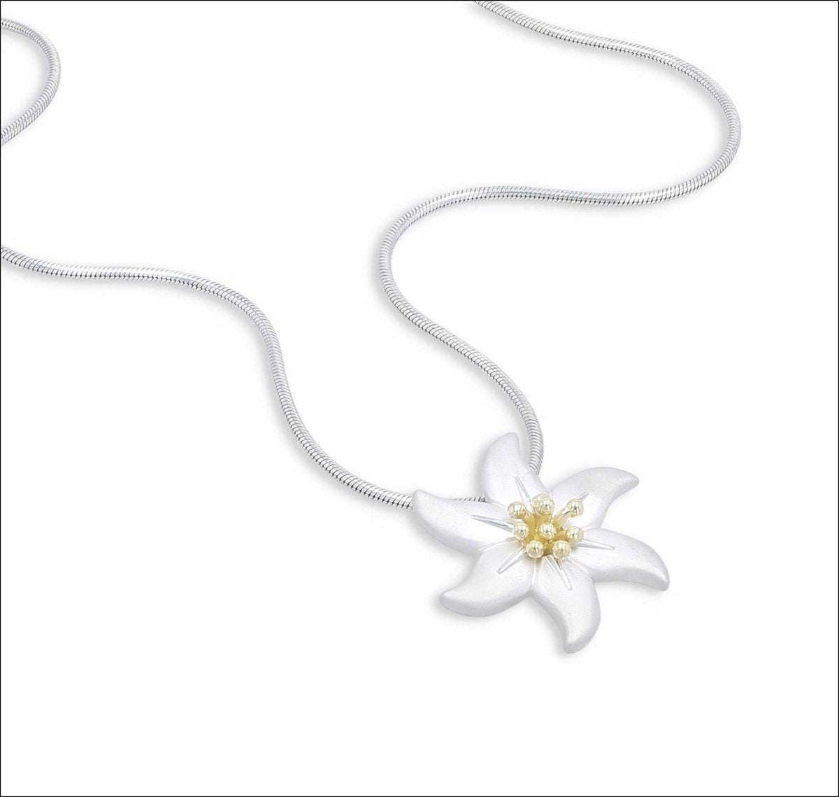 Poinsettia Pendant Sterling Silver 18KY - JewelsmithPendants