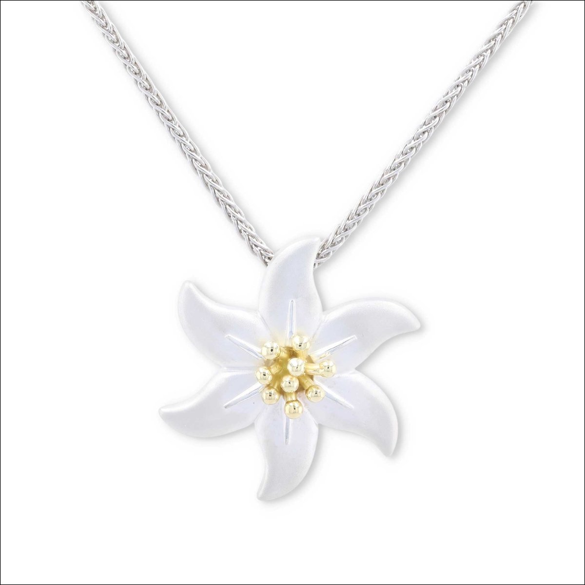 Poinsettia Pendant Sterling Silver 18KY - JewelsmithPendants