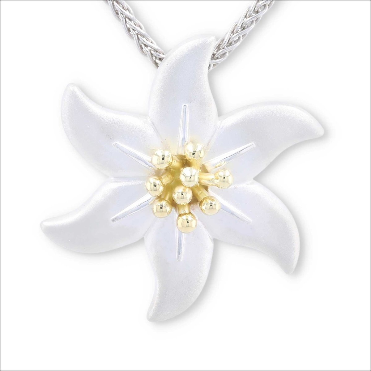 Poinsettia Pendant Sterling Silver 18KY - JewelsmithPendants