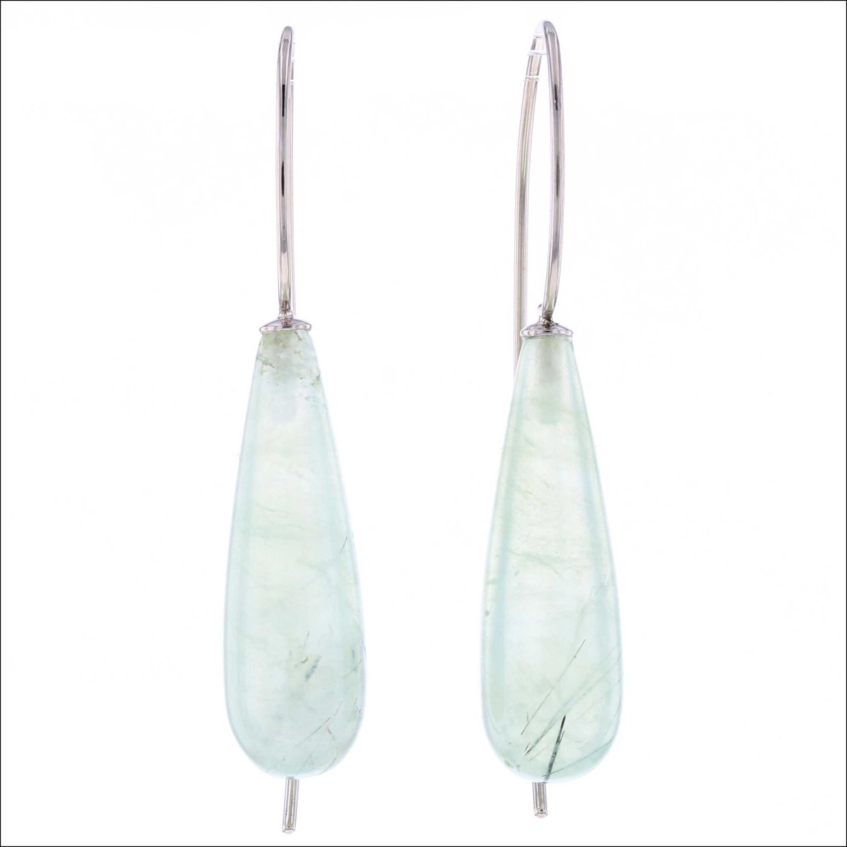 Prehnite Smooth Briolette Wire Earrings 14KW - JewelsmithEarrings