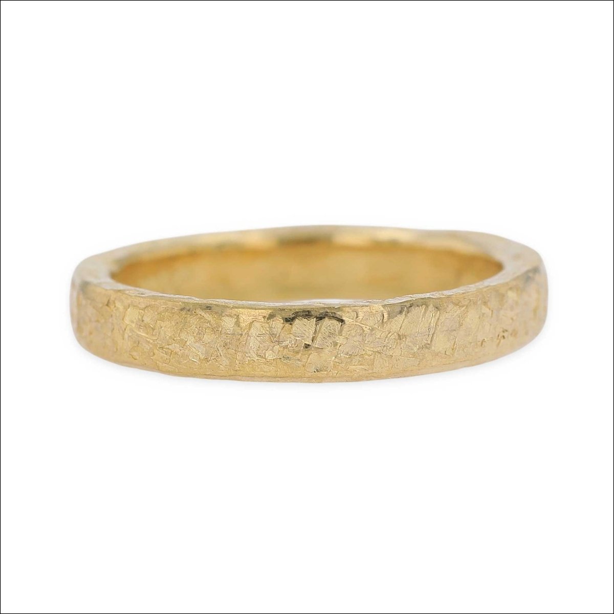 Primitive Hammer Texture 3.5mm Wedding Band 22KY - Jewelsmith - Durham NC - Handcrafted - Bands