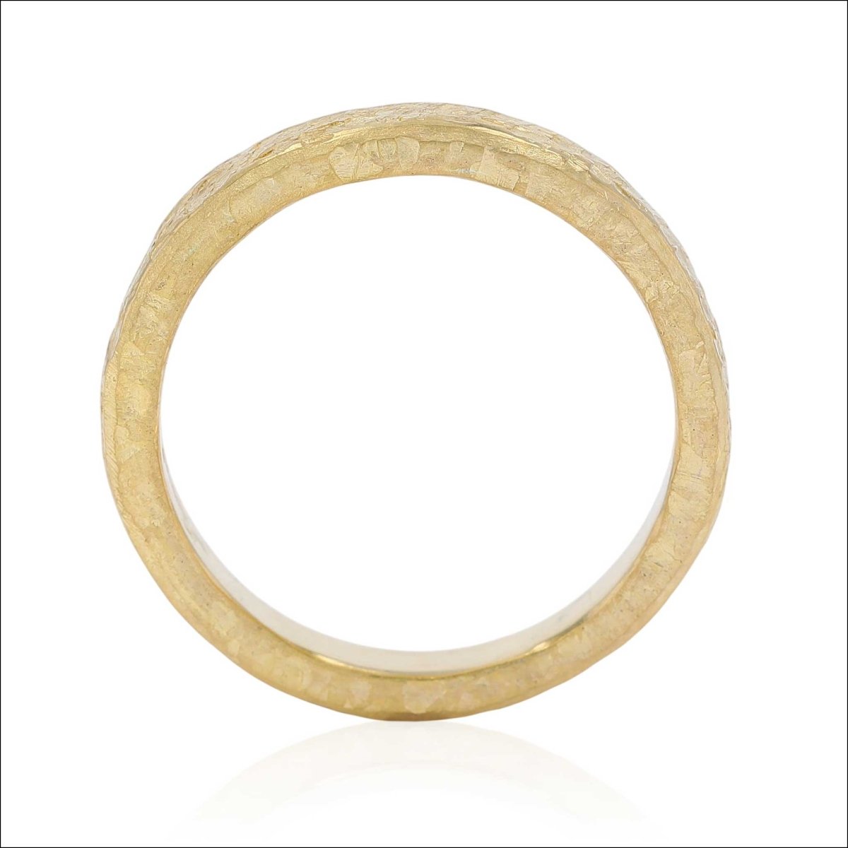 Primitive Hammer Texture 3.5mm Wedding Band 22KY - Jewelsmith - Durham NC - Handcrafted - Bands
