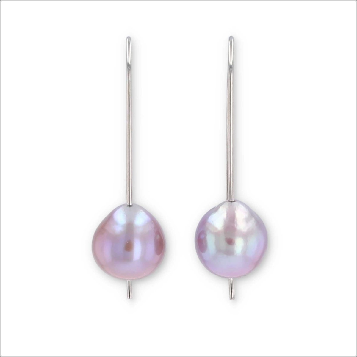 Purple Freshwater Pearl Wire Earrings 14KW - JewelsmithEarrings