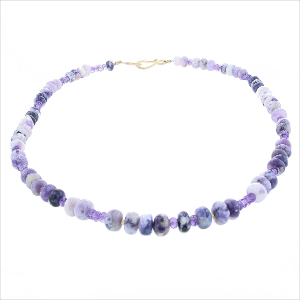 Purple Opal Amethyst Bead Strand Necklace 17.5" 18KY - JewelsmithNecklaces