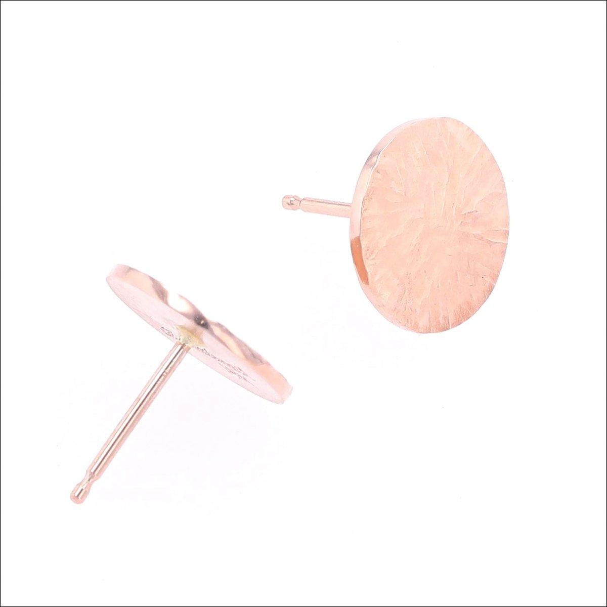 Radial Hammered Disc Stud Earrings 14K Rose - JewelsmithEarrings