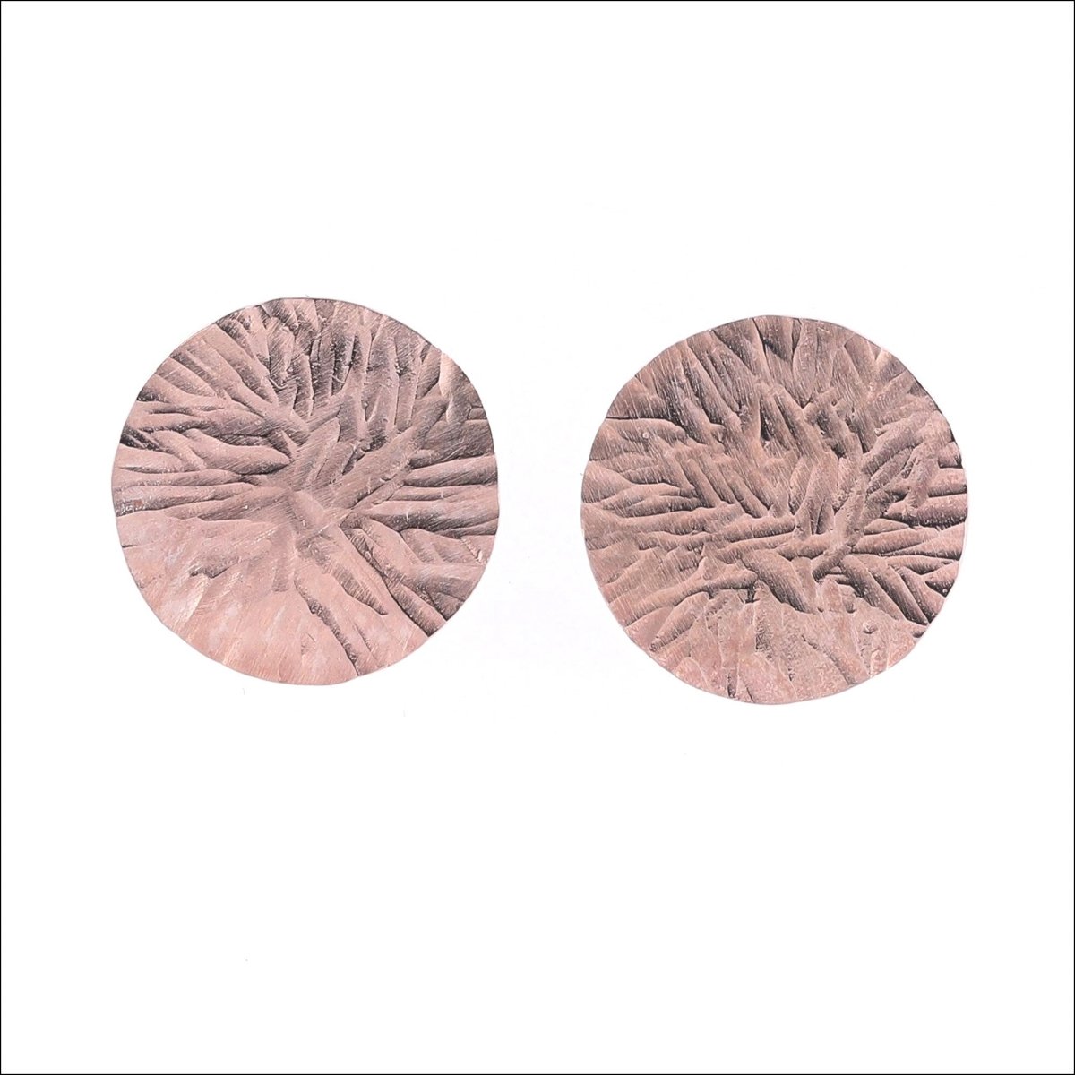 Radial Hammered Disc Stud Earrings 14K Rose - JewelsmithEarrings