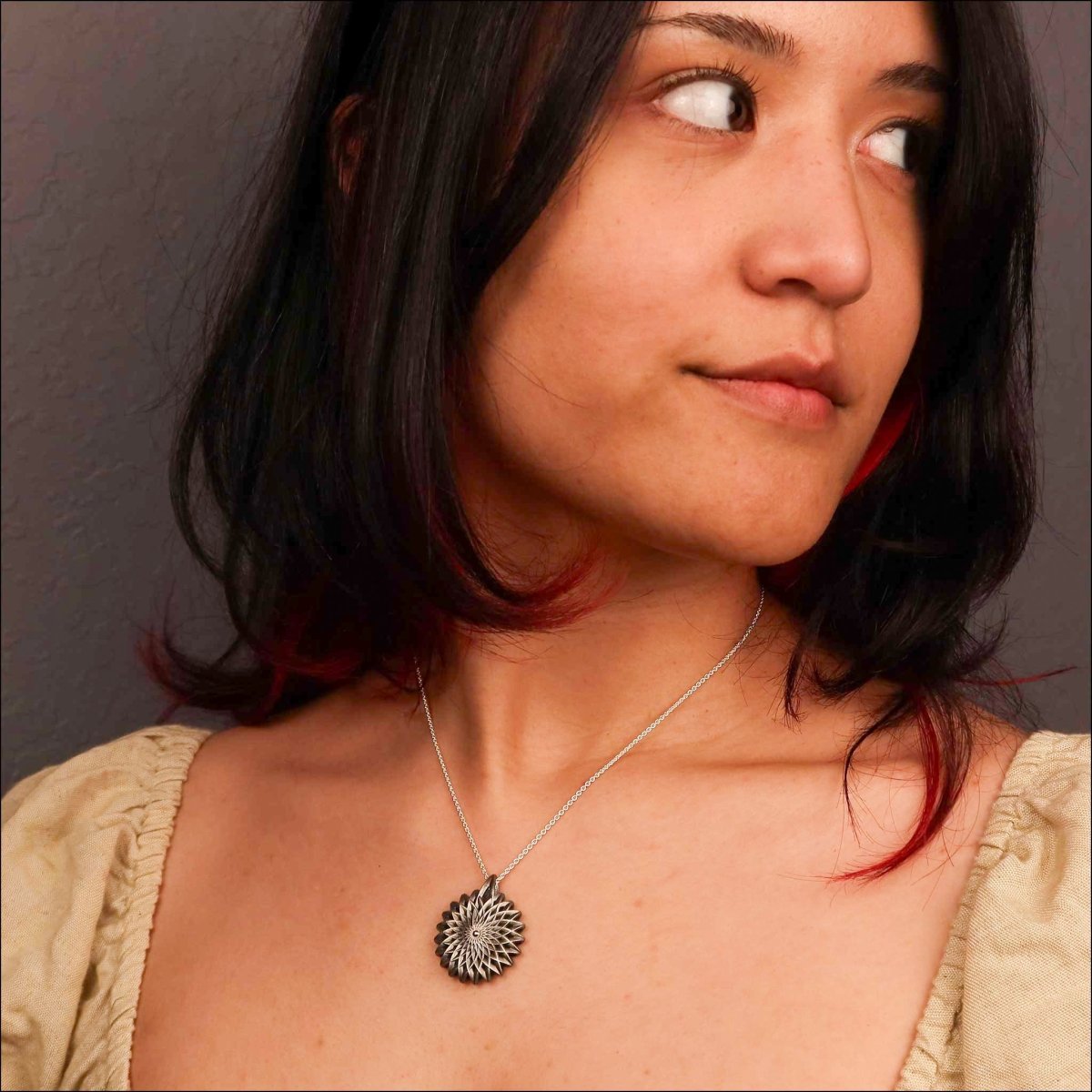 Reversable Openwork Pendant Sterling Silver 24K Gold Leaf - Jewelsmith - Durham NC - Handcrafted - Pendants