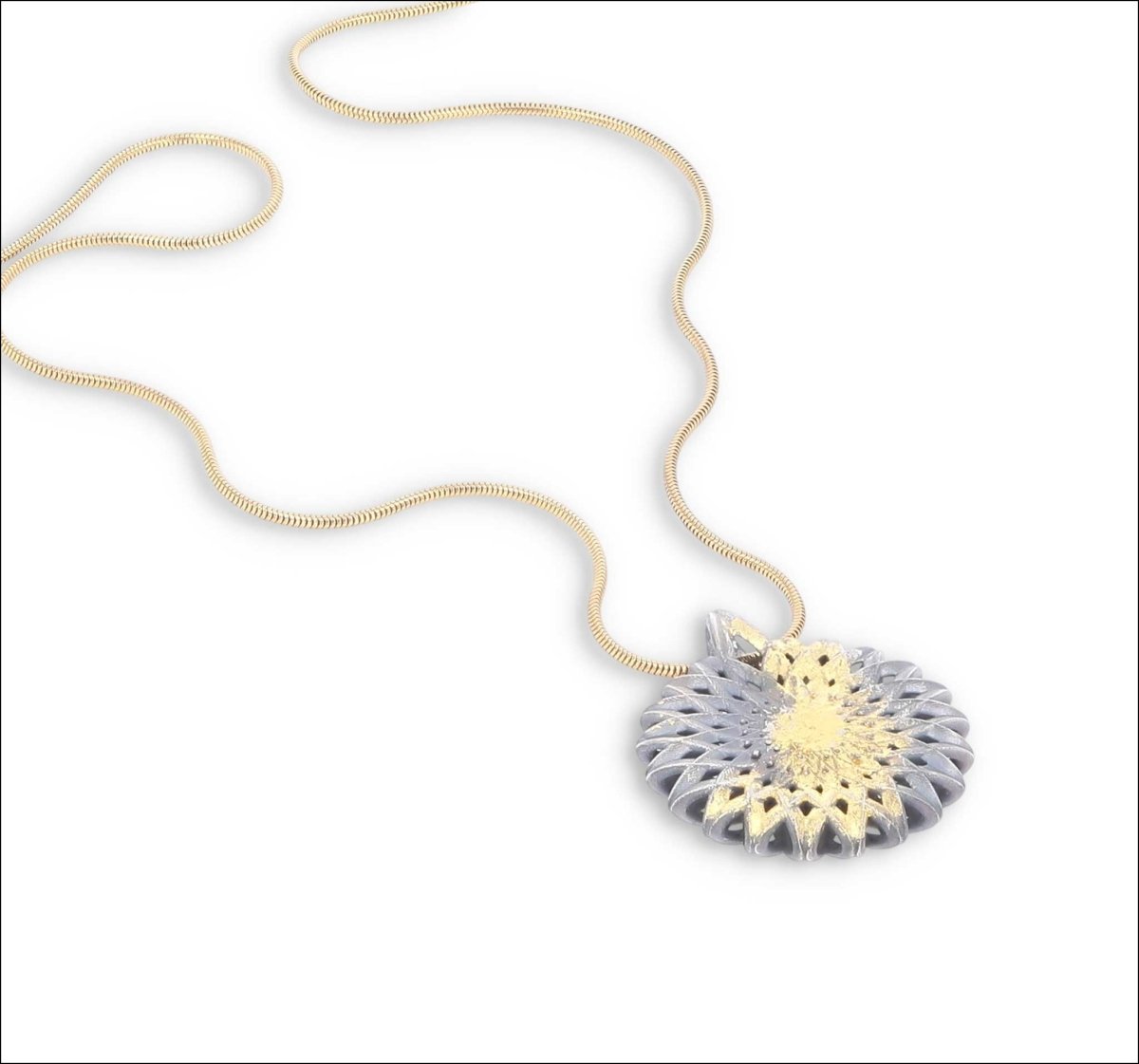 Reversable Openwork Pendant Sterling Silver 24K Gold Leaf - JewelsmithPendants